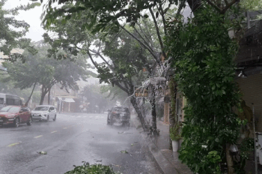 Đà Nẵng đang mưa lớn, người dân hối hả đi mua đồ chống bão