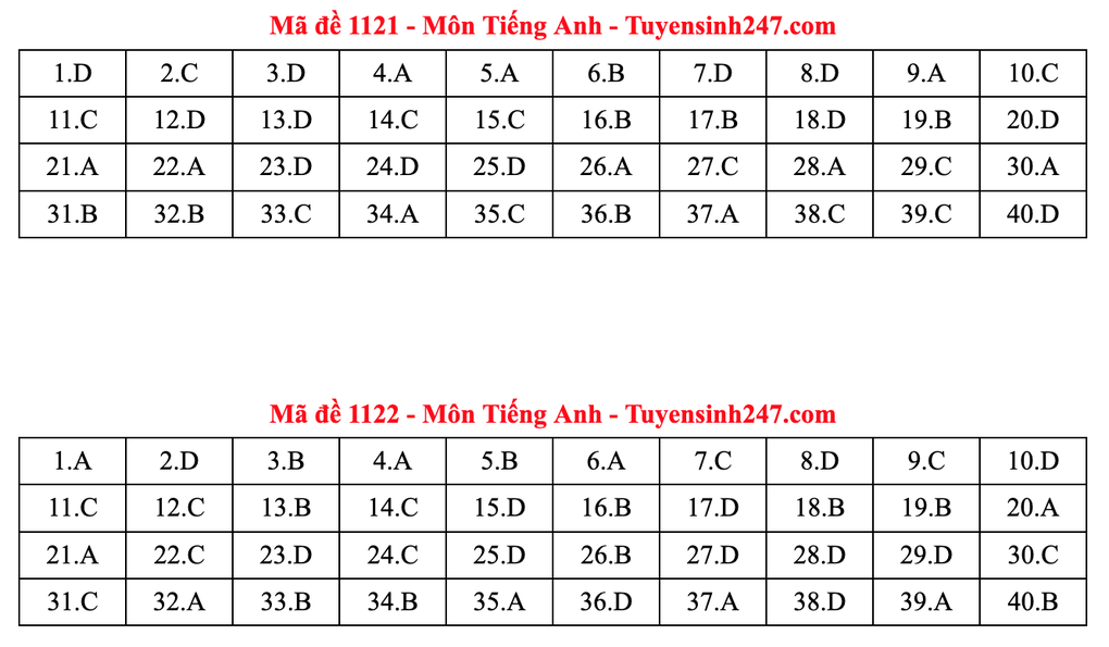 Gợi ý đáp án tiếng Anh thi tốt nghiệp 2025: Mã đề từ 1117 đến 1132 - 6 Gợi ý đáp án tiếng Anh thi tốt nghiệp 2025: Mã đề từ 1117 đến 1132 - 6