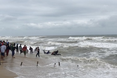 Hàng trăm người chung sức cứu "cá Ông" nặng nửa tấn