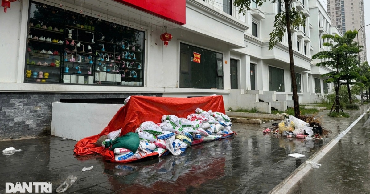 View - Biệt thự, chung cư ở Hà Nội đắp bao cát, dựng vách chống gió bão | Báo Dân trí