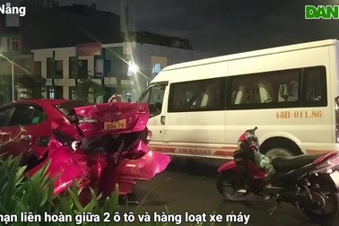 Tai nạn liên hoàn, ô tô bẹp dúm, nhiều người bị thương