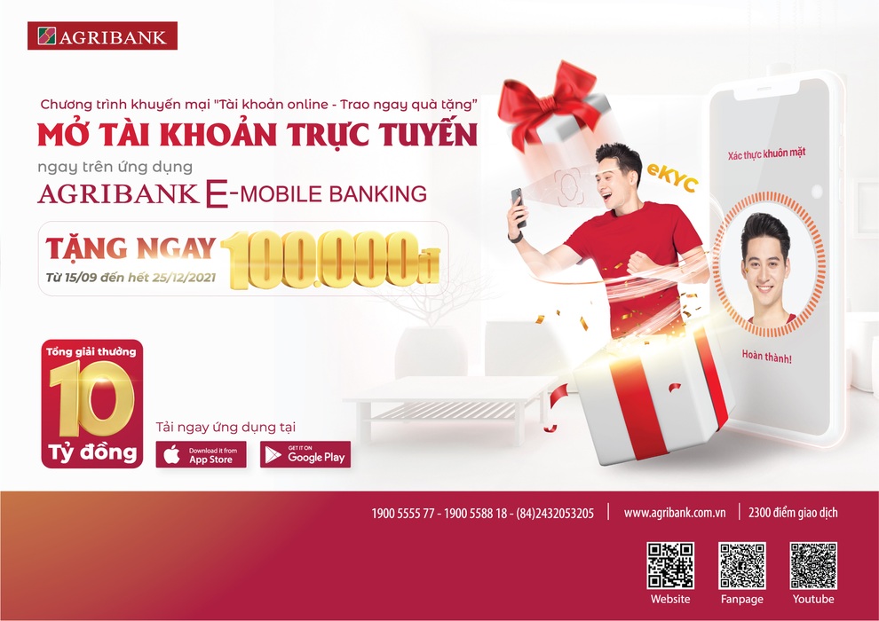 Mở tài khoản trực tuyến Agribank, nhận ngay 100 nghìn đồng - 1 Mở tài khoản trực tuyến Agribank, nhận ngay 100 nghìn đồng - 1