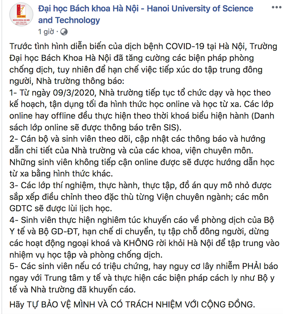 ĐH Bách khoa HN yêu cầu sinh viên không rời Hà Nội, tập trung học online - 2 ĐH Bách khoa HN yêu cầu sinh viên không rời Hà Nội, tập trung học online - 2