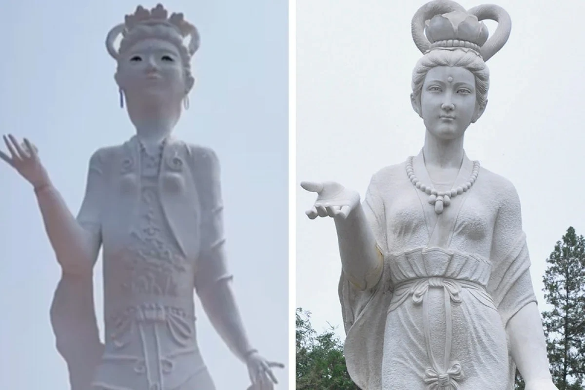 Trung Quốc: Tượng tiên nữ làm trong 1 tháng tốn 270 triệu đồng bị chê xấu - 1