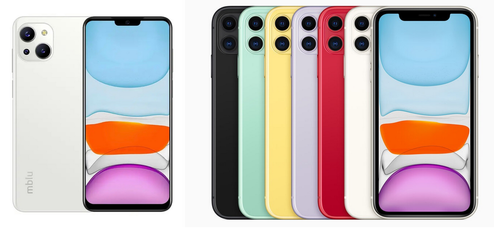 Hình nền trên Meizu mblu 10s (trái) giống với hình nền mà Apple đã sử dụng cho iPhone 11 (Ảnh: Weibo). Hình nền trên Meizu mblu 10s (trái) giống với hình nền mà Apple đã sử dụng cho iPhone 11 (Ảnh: Weibo).
