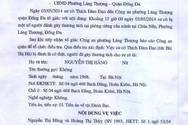 Làm rõ vụ sư cô bị hành hung gây mất an ninh trật tự tại chùa Nền