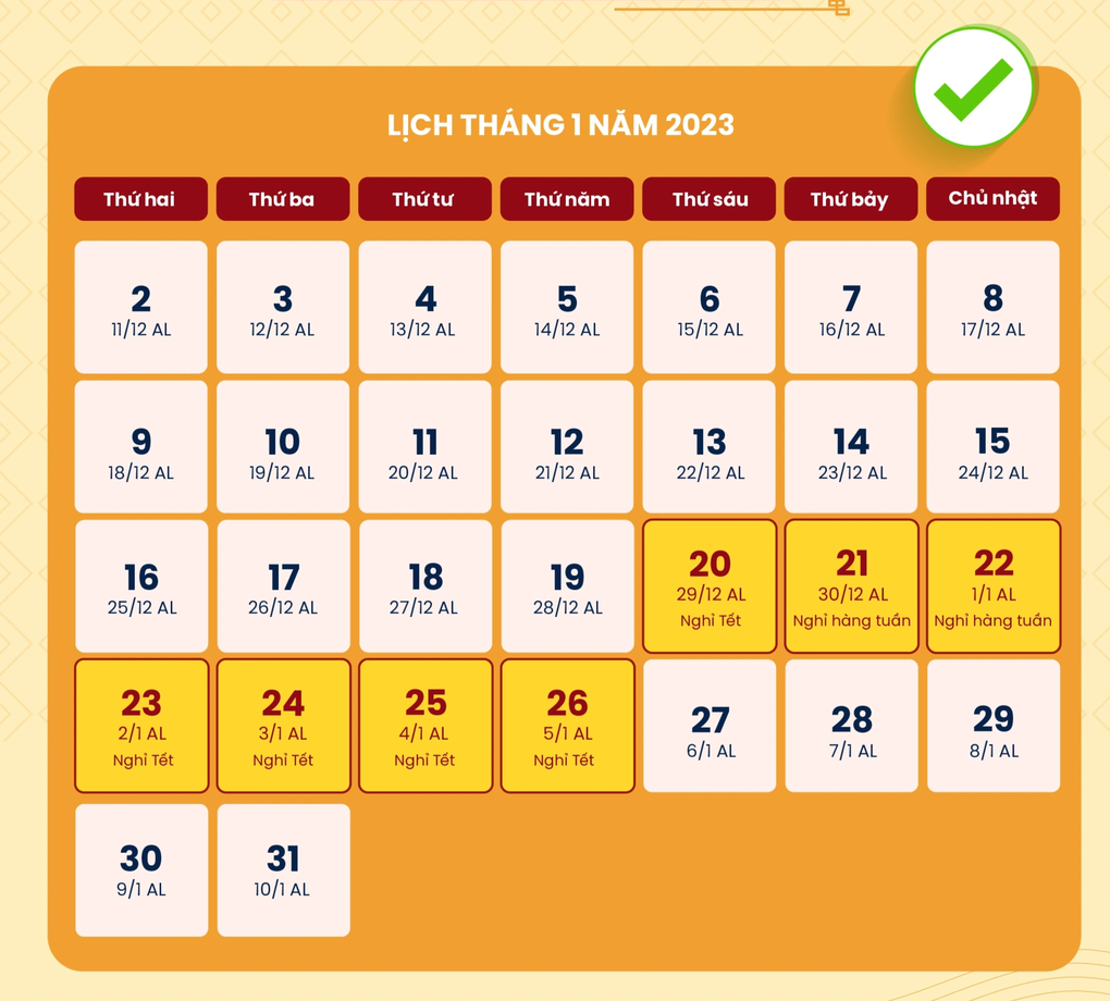 Chốt lịch nghỉ Tết Nguyên đán 7 ngày - 1 Chốt lịch nghỉ Tết Nguyên đán 7 ngày - 1