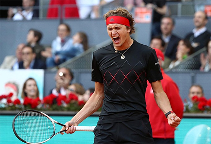 Zverev mừng chức vô địch tại Madrid Mở rộng 2018. Ảnh: Reuters.