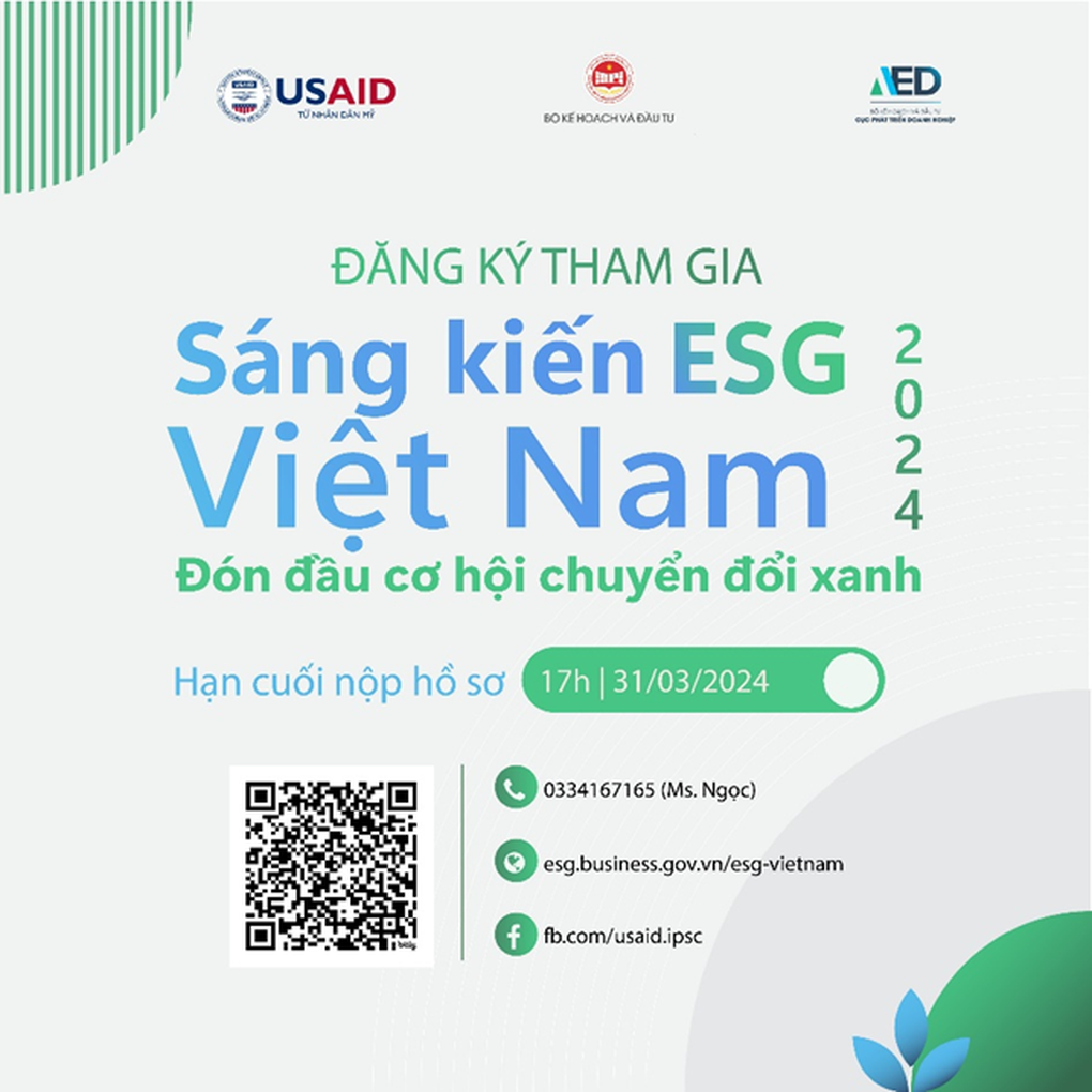 Sáng kiến ESG Việt Nam 2024 khởi động với chủ đề Đón đầu cơ hội chuyển đổi xanh - 1 Sáng kiến ESG Việt Nam 2024 khởi động với chủ đề Đón đầu cơ hội chuyển đổi xanh - 1