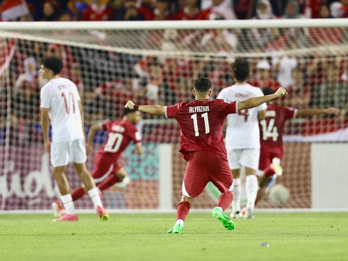 U23 Qatar ăn mừng chiến thắng trước U23 Indonesia (Ảnh: AFC).