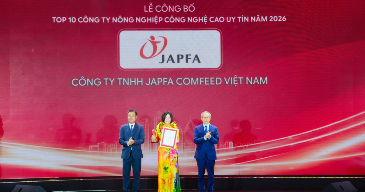 Japfa tăng hạng trong "Top 10 công ty uy tín ngành nông nghiệp công nghệ cao" của VNR