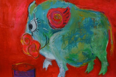 Những bức tranh lợn đầy độc đáo chào mừng năm Kỷ Hợi