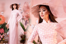 Hoa hậu Khánh Vân không đặt nặng cát-xê khi diễn áo dài cho NTK Minh Châu