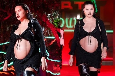 "Thiên thần nội y" Adriana Lima "bế" bụng bầu lên sàn catwalk