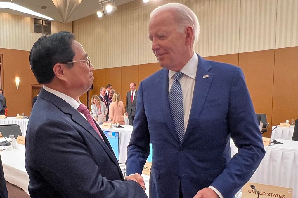 Cuộc gặp của Thủ tướng và Tổng thống Joe Biden bên lề Hội nghị G7 mở rộng - 1 Cuộc gặp của Thủ tướng và Tổng thống Joe Biden bên lề Hội nghị G7 mở rộng - 1
