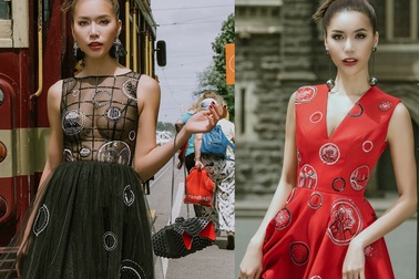 "Bom sexy" Minh Tú diện váy xuyên thấu trên đường phố