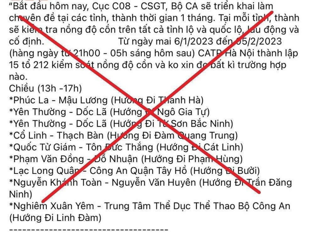 Bác bỏ thông tin lập 15 tổ 212 kiểm soát nồng độ cồn - 1