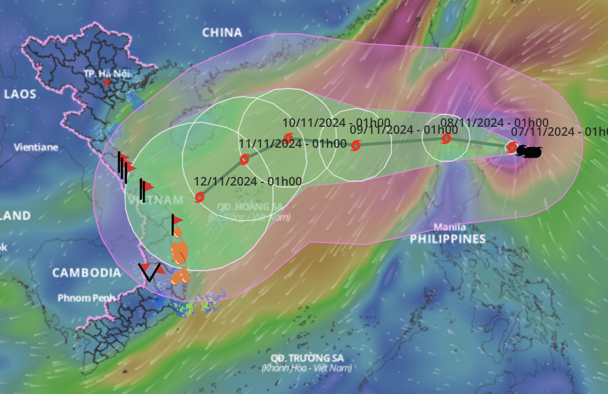 Bão Yinxing mạnh lên cấp 15, giật trên cấp 17 và liên tục đổi hướng - 1
