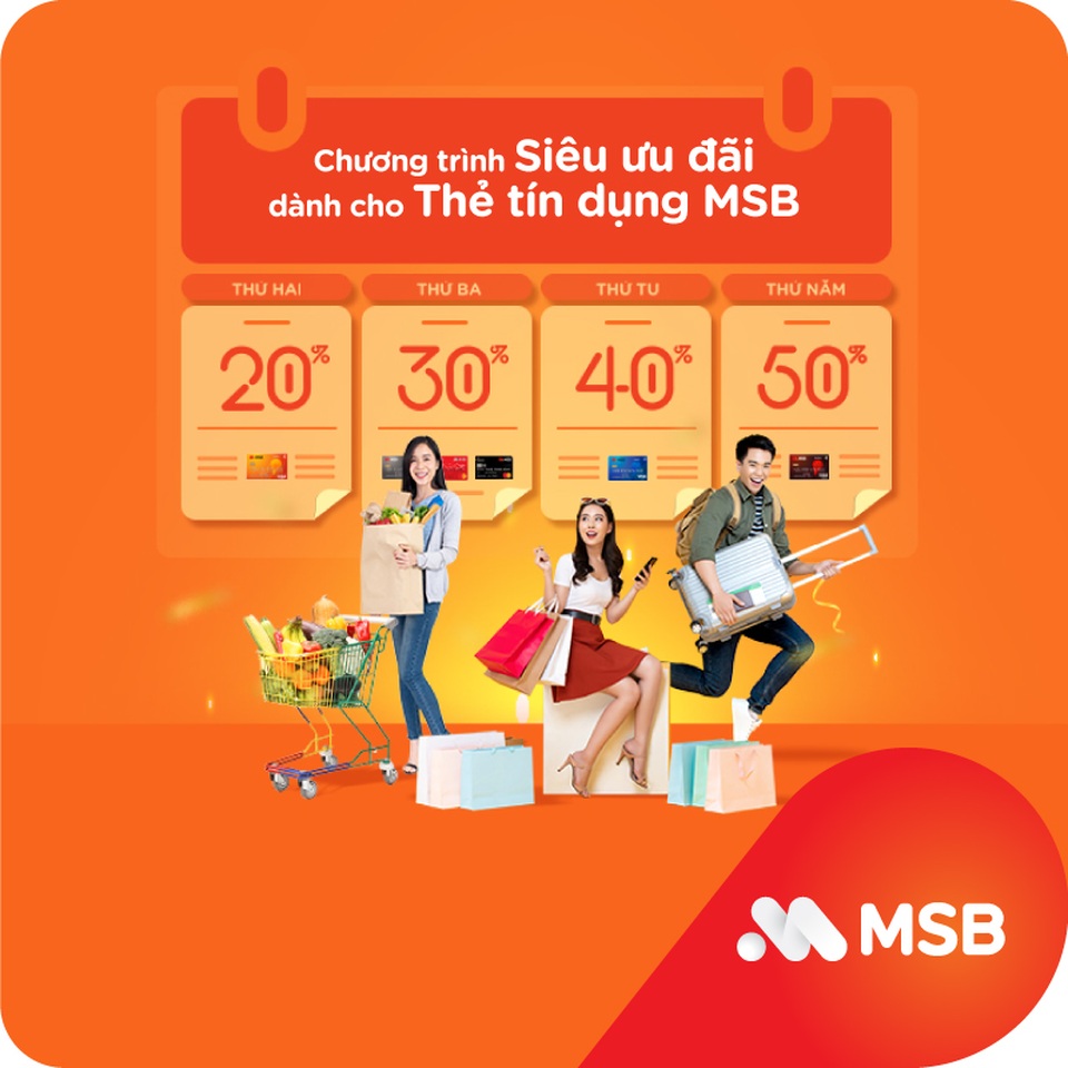 Hoàn tiền tới 50% các ngày trong tuần với thẻ quốc tế MSB - 1 Hoàn tiền tới 50% các ngày trong tuần với thẻ quốc tế MSB - 1