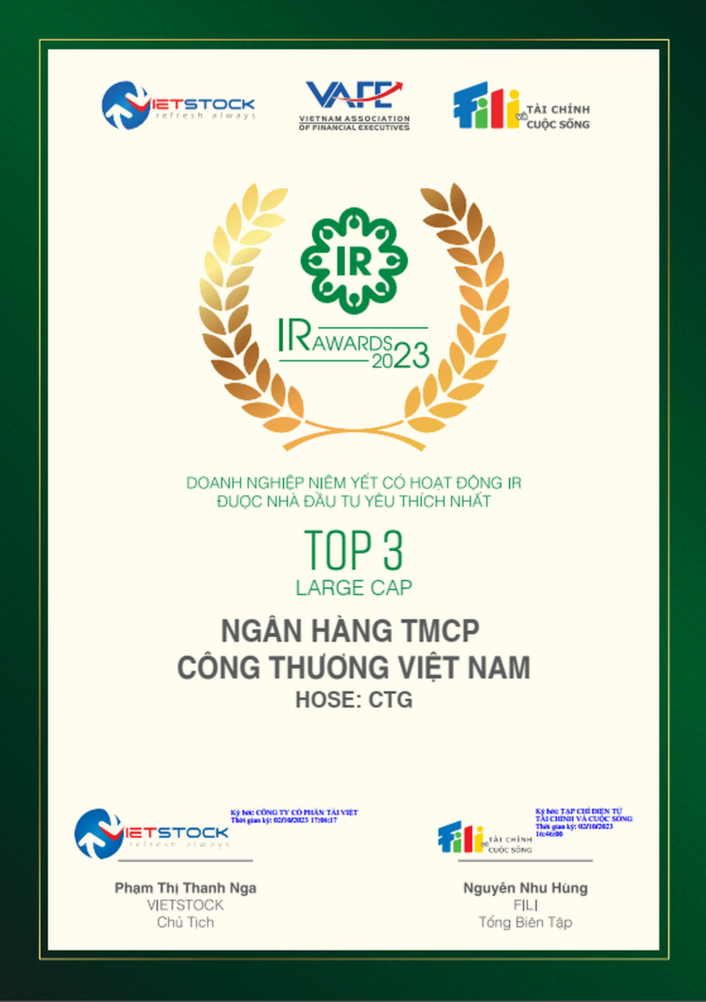VietinBank vào top 3 doanh nghiệp niêm yết có hoạt động IR được yêu thích nhất - 2 VietinBank vào top 3 doanh nghiệp niêm yết có hoạt động IR được yêu thích nhất - 2