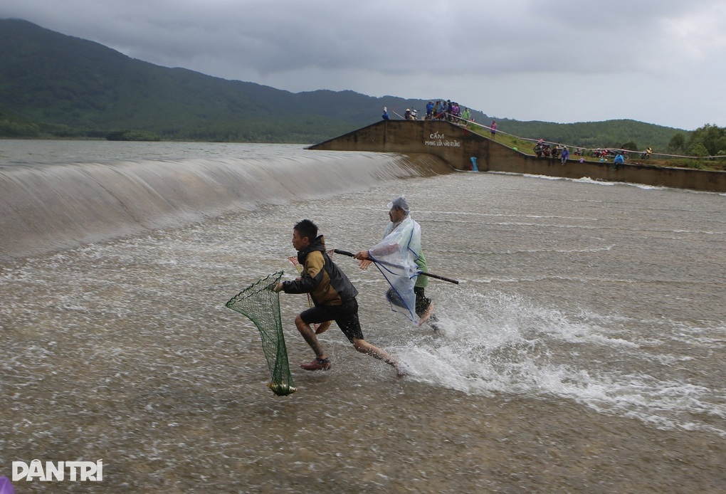 Hàng chục người liều mình lao xuống dòng nước lũ chảy xiết bắt cá - 5 Hàng chục người liều mình lao xuống dòng nước lũ chảy xiết bắt cá - 5