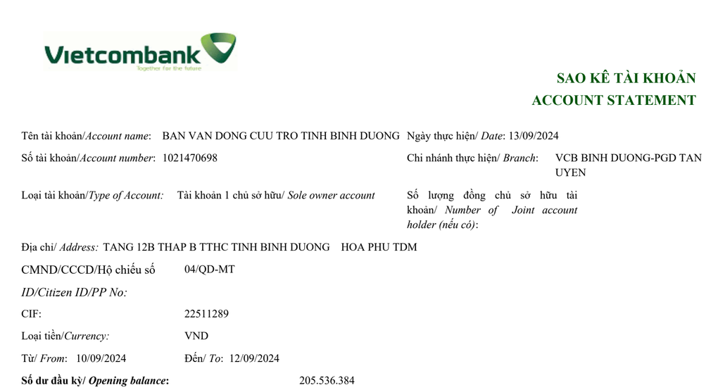 Bình Dương công bố 117 trang sao kê ủng hộ người dân bị bão lũ - 1 Bình Dương công bố 117 trang sao kê ủng hộ người dân bị bão lũ - 1