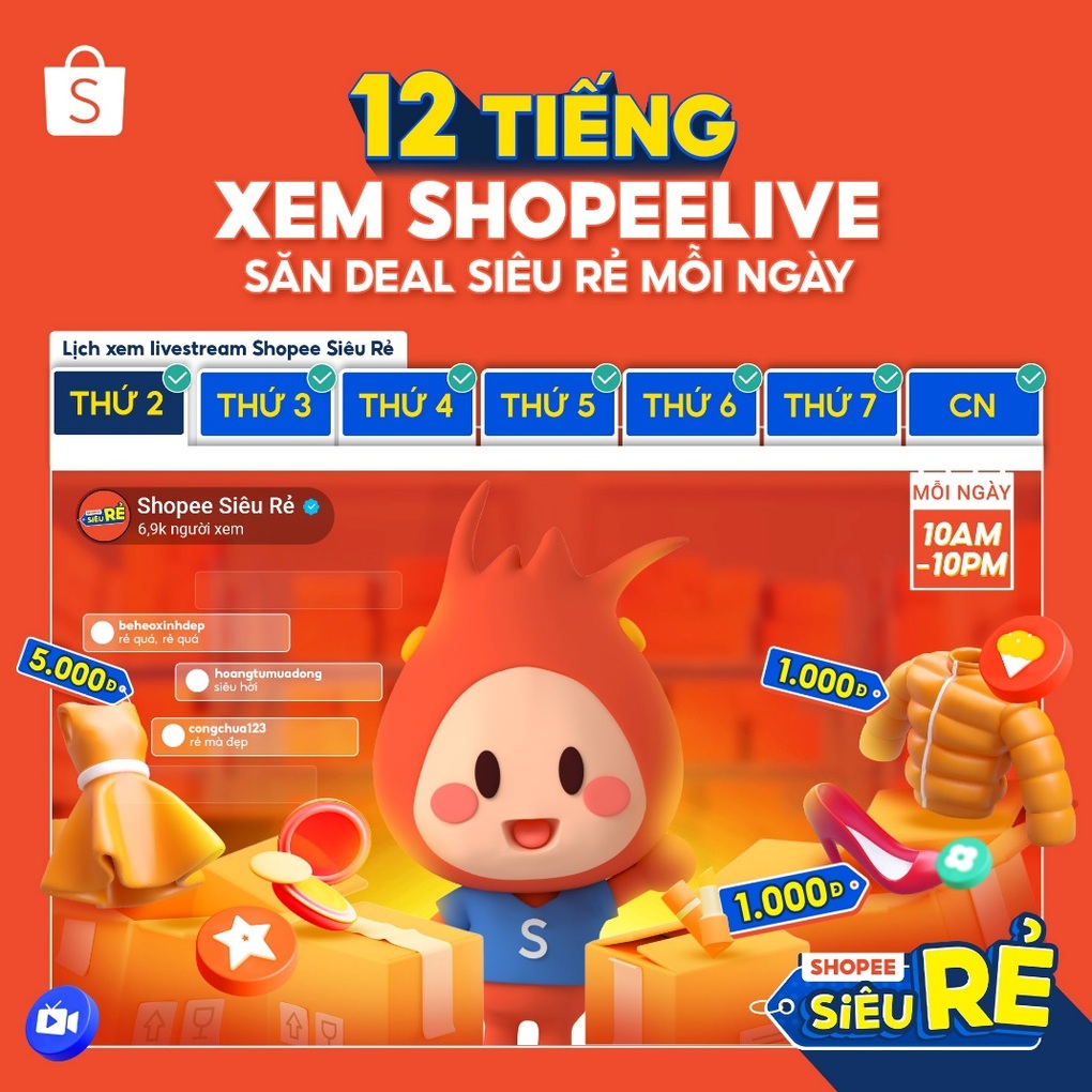 Mua sắm Tết tiết kiệm cùng loạt giảm giá mỗi ngày trên kênh livestream Shopee Siêu Rẻ - 2 Mua sắm Tết tiết kiệm cùng loạt giảm giá mỗi ngày trên kênh livestream Shopee Siêu Rẻ - 2