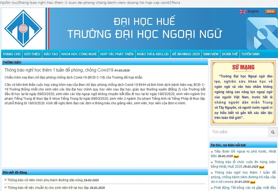 2 trường đại học tại Huế thay đổi lịch, cho SV nghỉ tiếp vào phút chót - 1 2 trường đại học tại Huế thay đổi lịch, cho SV nghỉ tiếp vào phút chót - 1