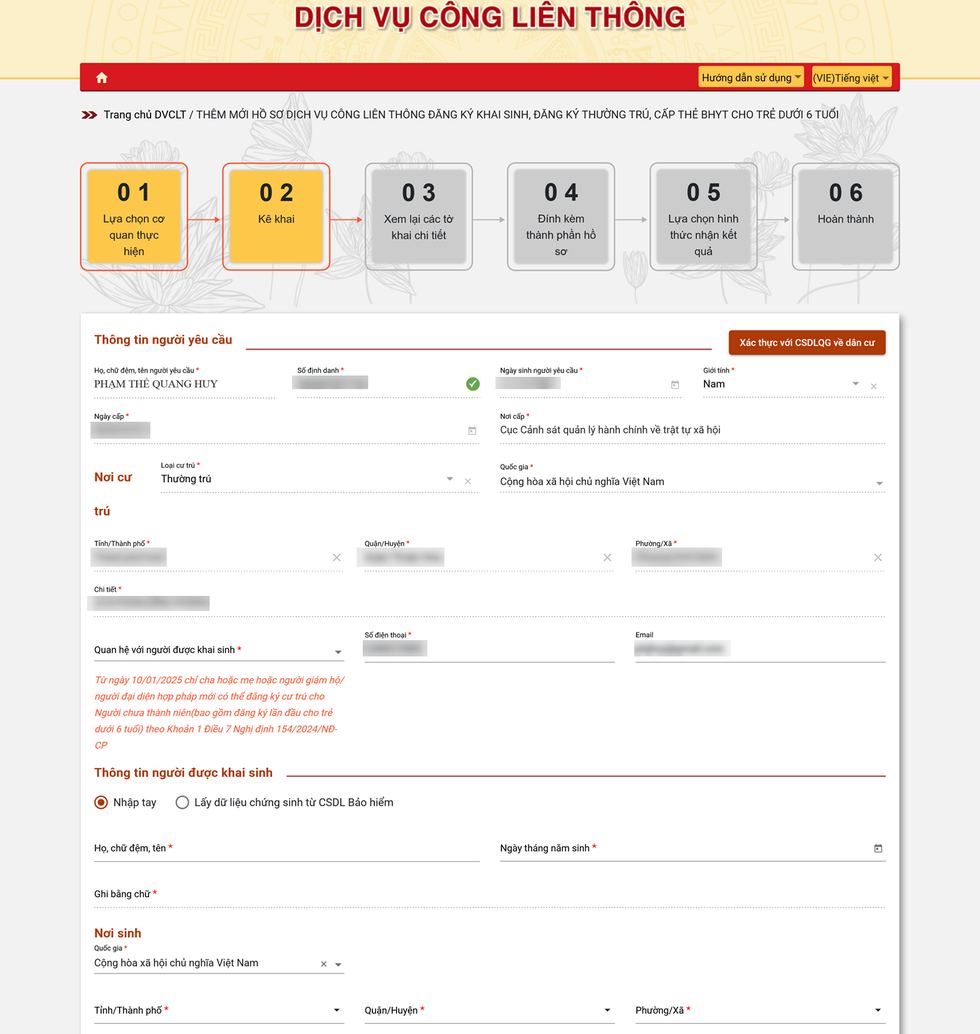Cách đăng ký khai sinh trực tuyến cho trẻ trên Cổng dịch vụ công Quốc gia - 6 Cách đăng ký khai sinh trực tuyến cho trẻ trên Cổng dịch vụ công Quốc gia - 6