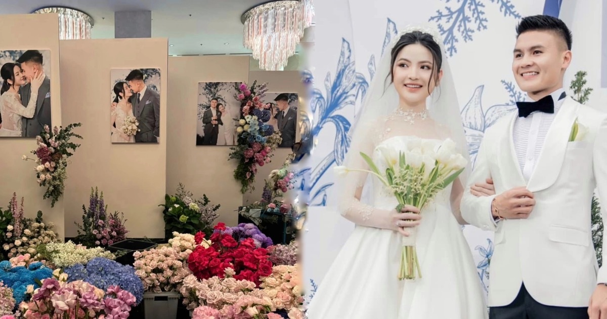 View - 10.000 bông hoa phủ kín tiệc cưới Quang Hải tại khách sạn 5 sao | Báo Dân trí