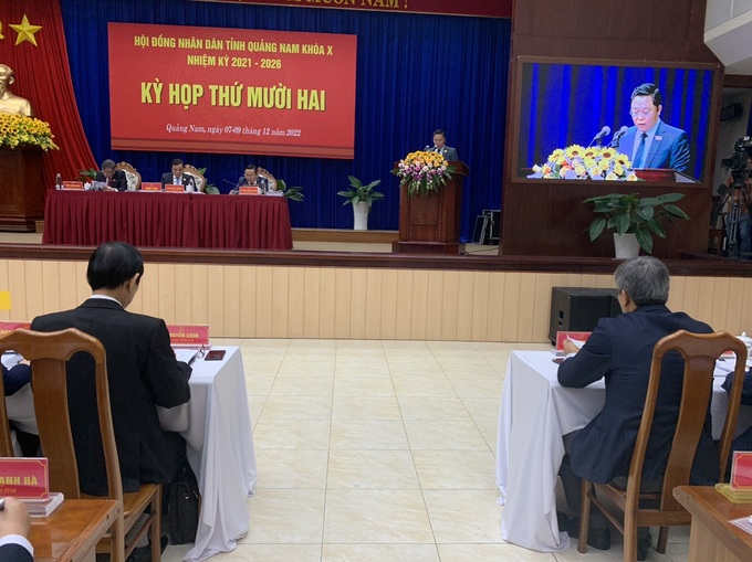 Ông Lê Phước Thanh-Chủ tịch UBND tỉnh Quảng Nam phát biểu tại hội nghị