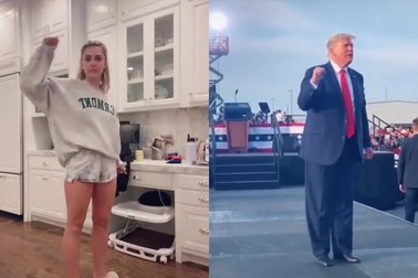 Cô gái bắt chước điệu nhảy của Tổng thống Trump