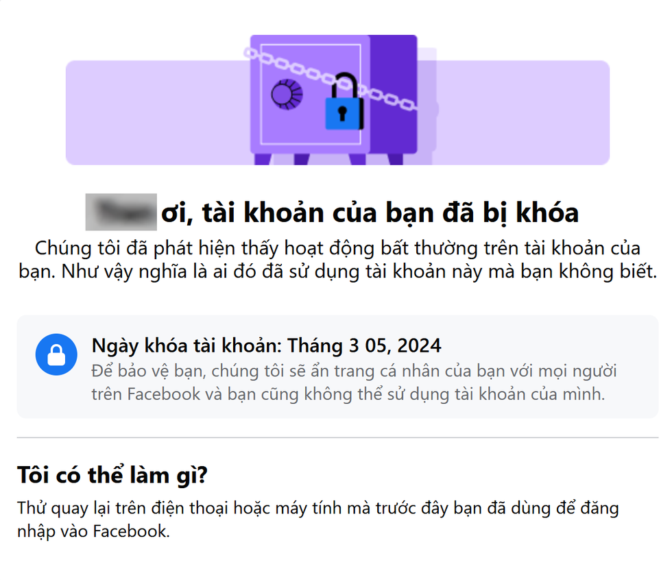 Một người dùng bất ngờ bị khóa tài khoản dù đã nhập đúng mật khẩu (Ảnh chụp màn hình). Một người dùng bất ngờ bị khóa tài khoản dù đã nhập đúng mật khẩu (Ảnh chụp màn hình).