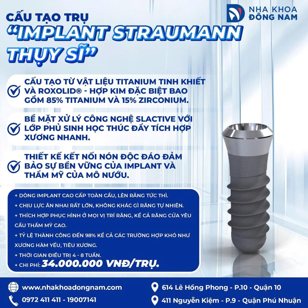 Ưu điểm đột phá của trụ Implant Straumann - 1 Ưu điểm đột phá của trụ Implant Straumann - 1