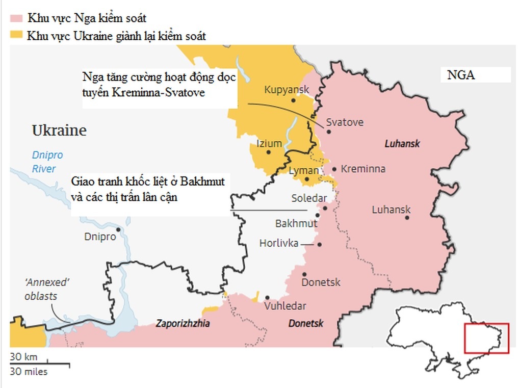 Ukraine tung quân cắt tuyến hậu cần, phá vòng vây Nga ở chảo lửa Bakhmut - 2 Ukraine tung quân cắt tuyến hậu cần, phá vòng vây Nga ở chảo lửa Bakhmut - 2