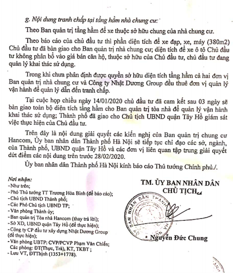 Hà Nội báo cáo Thủ tướng hàng loạt sai phạm nóng bỏng tại chung cư Hancom - 6 Hà Nội báo cáo Thủ tướng hàng loạt sai phạm nóng bỏng tại chung cư Hancom - 6