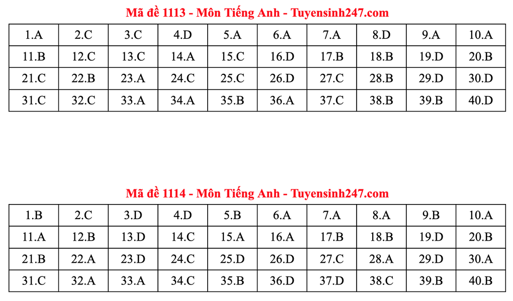 Gợi ý đáp án tiếng Anh thi tốt nghiệp 2025: Mã đề từ 1101 đến 1116 - 7 Gợi ý đáp án tiếng Anh thi tốt nghiệp 2025: Mã đề từ 1101 đến 1116 - 7