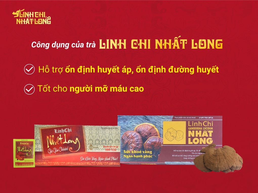 Hỗ trợ giảm huyết áp, đường huyết với trà Linh Chi Nhất Long - 1 Hỗ trợ giảm huyết áp, đường huyết với trà Linh Chi Nhất Long - 1