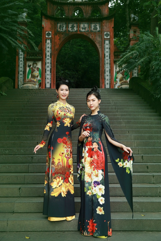 Chiêm ngưỡng bộ sưu tập áo dài 'Di sản Đền Hùng' - Ảnh 7. Chiêm ngưỡng bộ sưu tập áo dài 'Di sản Đền Hùng' - Ảnh 7.