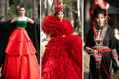 Hoàng Thùy, Thúy Ngân trình diễn thời trang… giữa rừng thông