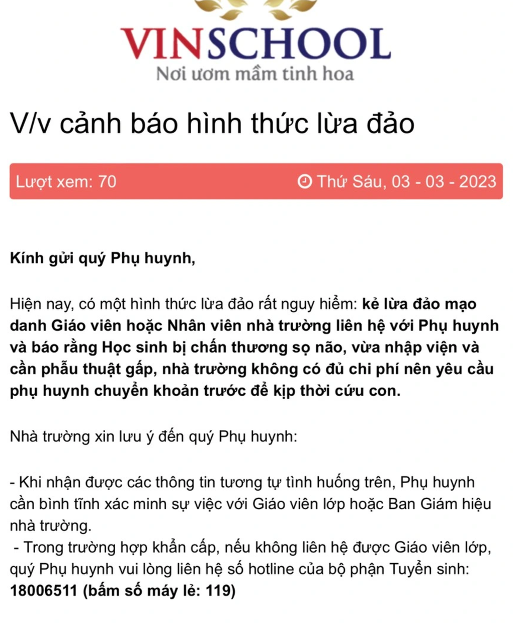 Tràn lan chiêu lừa con nguy kịch, nhiều trường liên tục phát cảnh báo - 3 Tràn lan chiêu lừa con nguy kịch, nhiều trường liên tục phát cảnh báo - 3