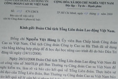 Cách chức Chủ tịch Công đoàn Công ty Cao su