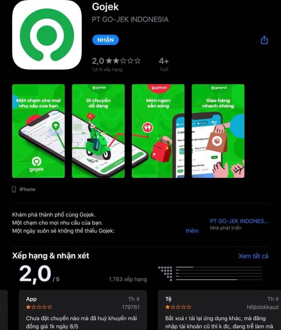 App gọi xe Gojek nhận trái đắng trong ngày ra mắt tại Việt Nam - 2 App gọi xe Gojek nhận trái đắng trong ngày ra mắt tại Việt Nam - 2