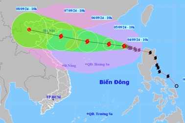 Bão Yagi tiếp tục mạnh lên, gió giật cấp 15