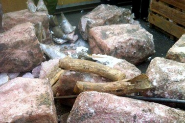 Giấu nửa tấn ngà voi trong những khối đá nhân tạo