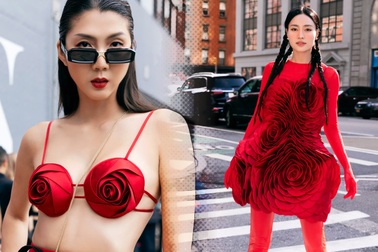 Ngọc Quyên hở bạo, Lan Ngọc diện đồ đỏ rực khoe sắc ở New York