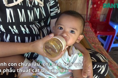 Chồng phụ hồ kiếm từng đồng nuôi vợ ung thư vú, 3 con nheo nhóc