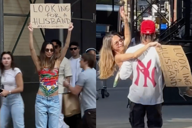 Cầm biển "tìm chồng" giữa phố, nữ người mẫu nhận về cái kết bất ngờ