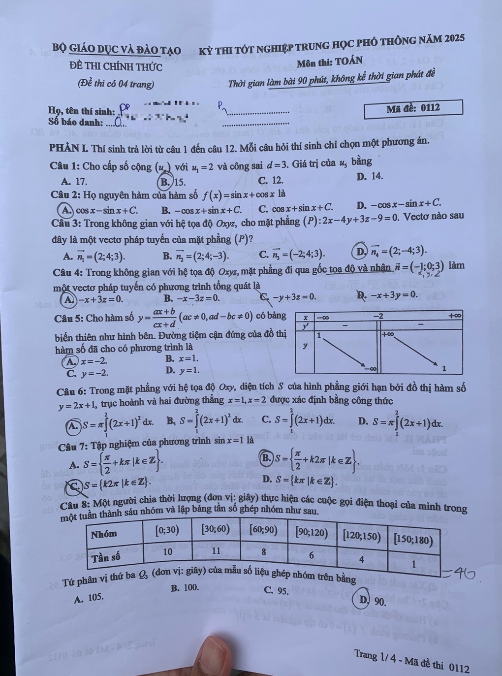 Đề toán thi tốt nghiệp THPT năm 2025 ra hướng mới - 18 Đề toán thi tốt nghiệp THPT năm 2025 ra hướng mới - 18
