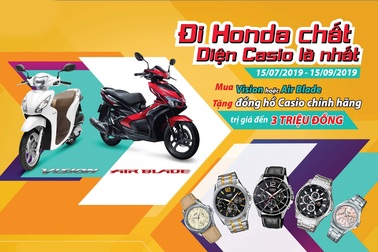 Honda tặng đồng hồ Casio cho khách hàng mua xe Vision và Air Blade